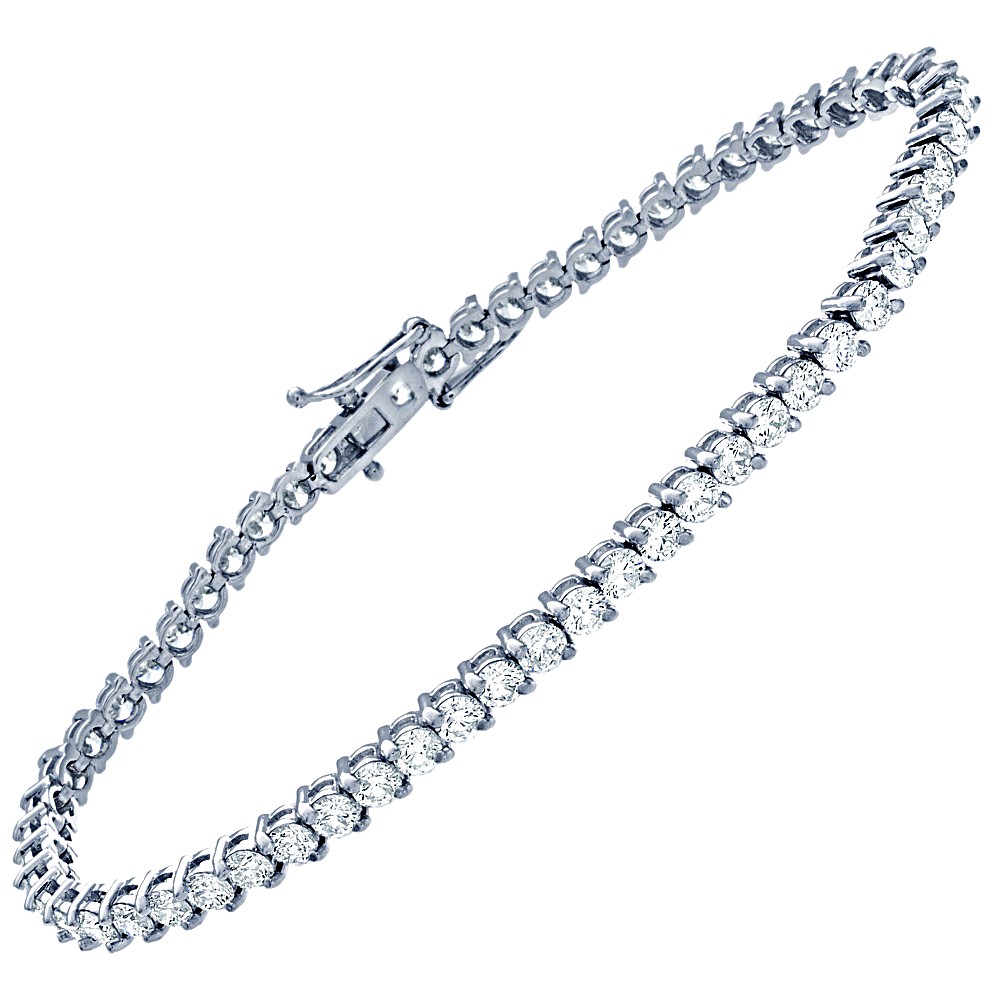 Round Brilliant Cut Diamond Tennis Bracelet - Two Prong