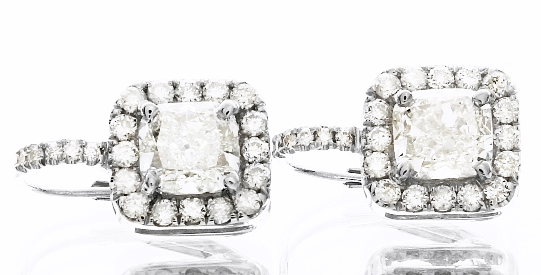 Cushion Shape Diamond Earrings with Halo