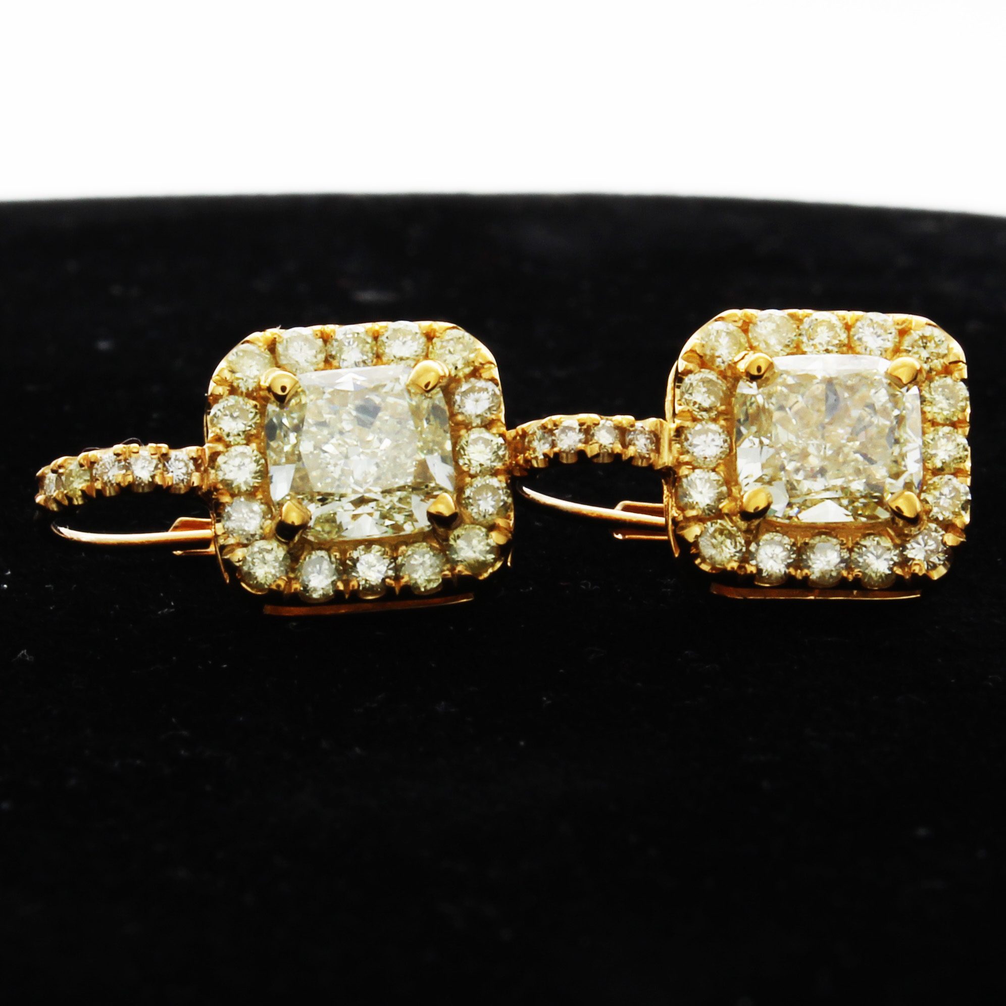 Cushion Shape Diamond Earrings with Halo