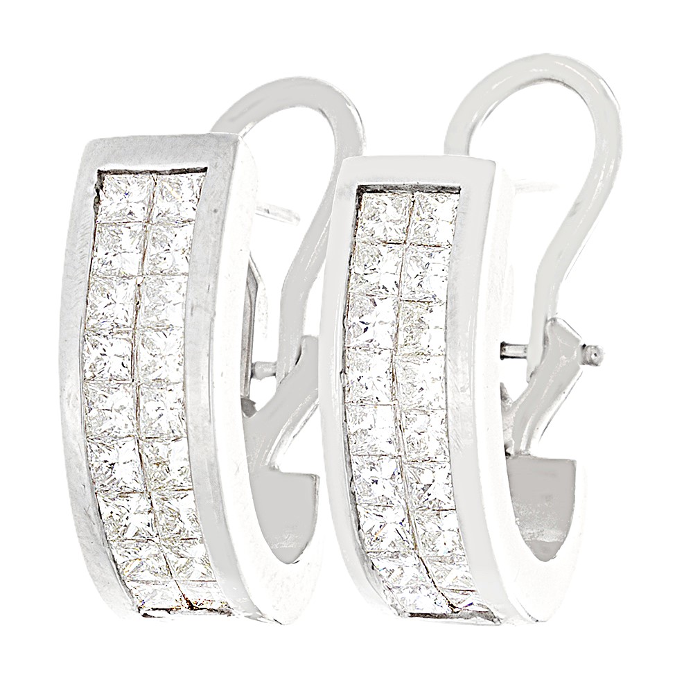 Invisible Set Princess Cut Diamond Earrings